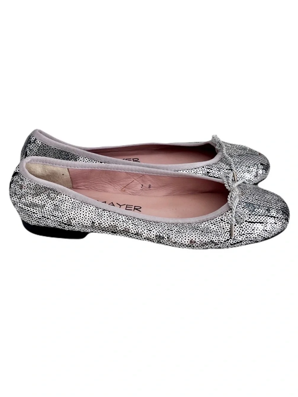 Paul Mayer Attitudes Silver Sequin Ballet Flats, Size 7